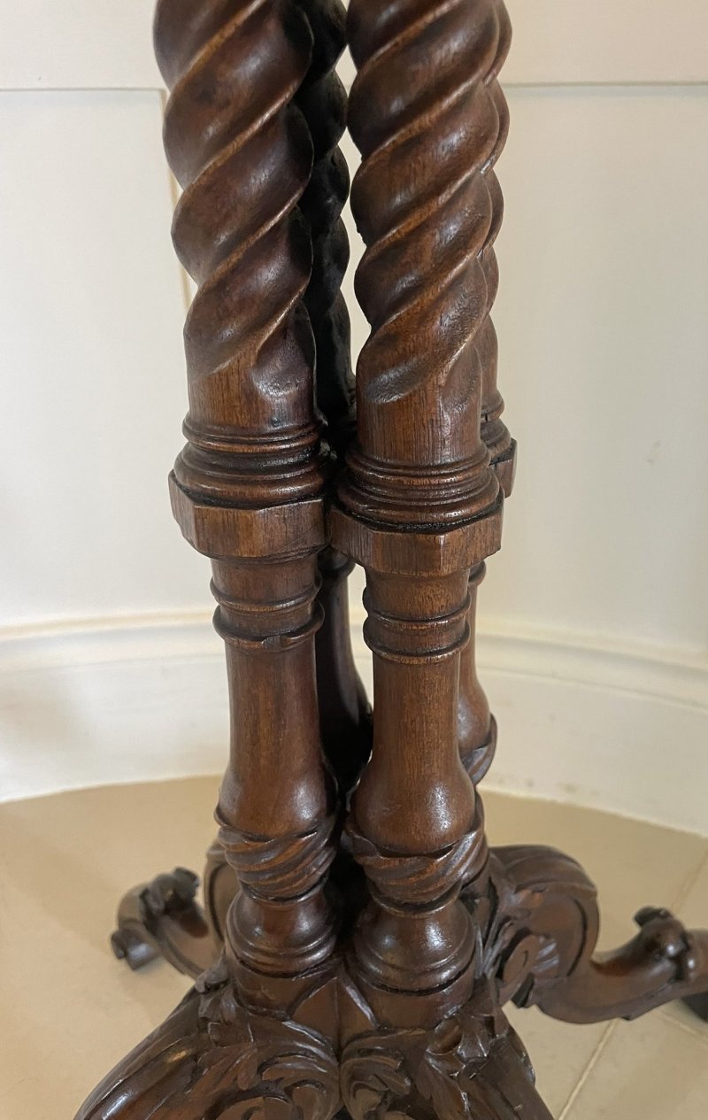 Unusual Antique Victorian Quality Figured Walnut Lamp Table - Image 6